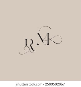 Hochzeitsserie Monogramm Logo Linie und fett Mix Konzept RM schönen Anfangsbuchstaben