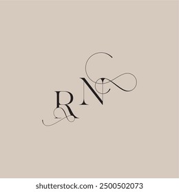 wedding serif monogram logo line and bold mix concept RN beautiful initial letter