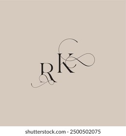 wedding serif monogram logo line and bold mix concept RK beautiful initial letter