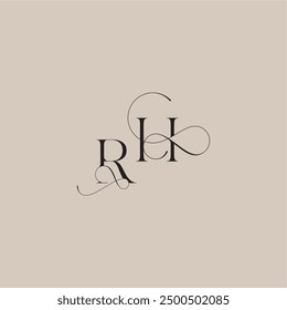 boda serif monograma línea de logotipo y audaz concepto de mezcla RH hermosa letra inicial