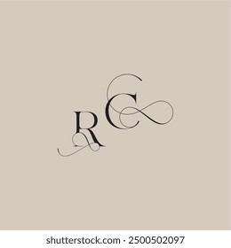 boda serif monograma logo línea y audaz concepto de mezcla RC hermosa letra inicial