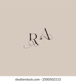 wedding serif monogram logo line and bold mix concept RA beautiful initial letter