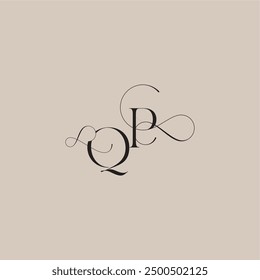 wedding serif monogram logo line and bold mix concept QP beautiful initial letter