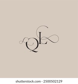 wedding serif monogram logo line and bold mix concept QL beautiful initial letter
