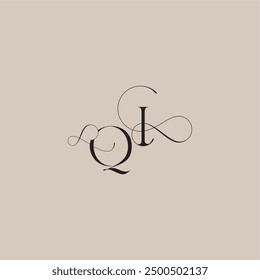 wedding serif monogram logo line and bold mix concept QI beautiful initial letter