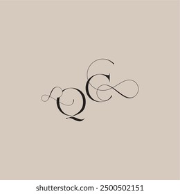 boda serif monograma logo línea y audaz concepto de mezcla QC hermosa letra inicial