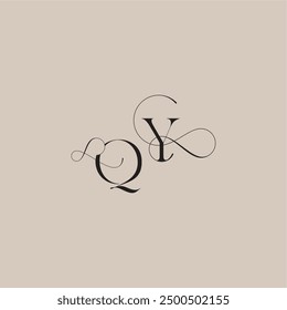 wedding serif monogram logo line and bold mix concept QY beautiful initial letter