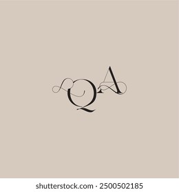 wedding serif monogram logo line and bold mix concept QA beautiful initial letter