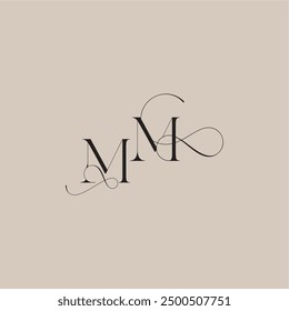 wedding serif monogram logo line and bold mix concept MM beautiful initial letter