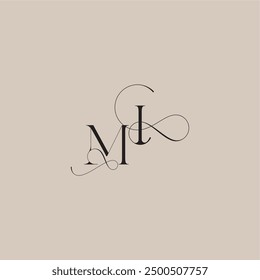 wedding serif monogram logo line and bold mix concept MI beautiful initial letter