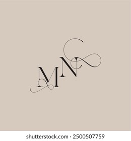 wedding serif monogram logo line and bold mix concept MN beautiful initial letter