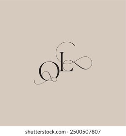 wedding serif monogram logo line and bold mix concept OL beautiful initial letter