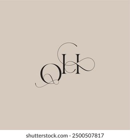 wedding serif monogram logo line and bold mix concept OH beautiful initial letter