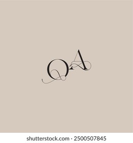 wedding serif monogram logo line and bold mix concept OA beautiful initial letter