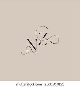 Hochzeitsserie Monogramm Logo Linie und fett Mix Konzept NZ schönen Anfangsbuchstaben