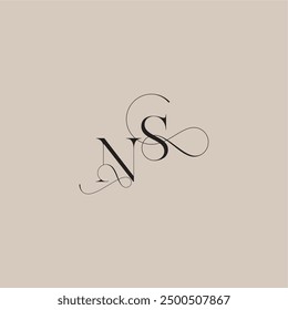 línea de logotipo de monograma de boda serif y concepto de mezcla en negrita NS hermosa letra inicial