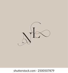 wedding serif monogram logo line and bold mix concept NL beautiful initial letter