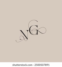 wedding serif monogram logo line and bold mix concept NG beautiful initial letter