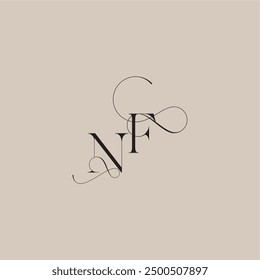 wedding serif monogram logo line and bold mix concept NF beautiful initial letter