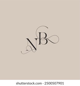 boda serif monograma logo línea y audaz concepto de mezcla NB hermosa letra inicial