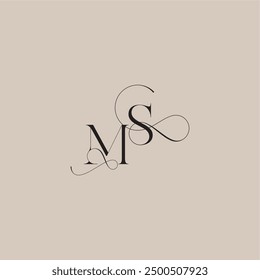 wedding serif monogram logo line and bold mix concept MS beautiful initial letter