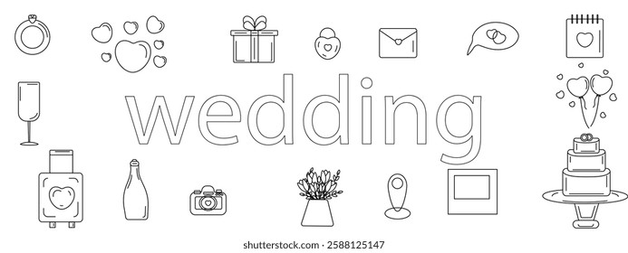 Wedding set banner on a white background