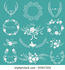 Wedding set with beautiful romantic flowers