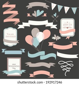 Wedding set in cartoon style