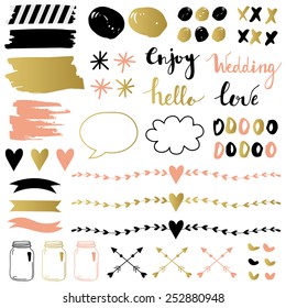 Wedding set. Collection of different hand sketched textures made by marker and other elements for your design. You can use it for your design.