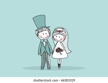 wedding set - couple standing and holding hands