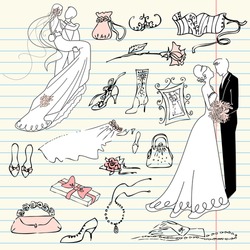 Wedding Set Of Cute Glamorous Doodles