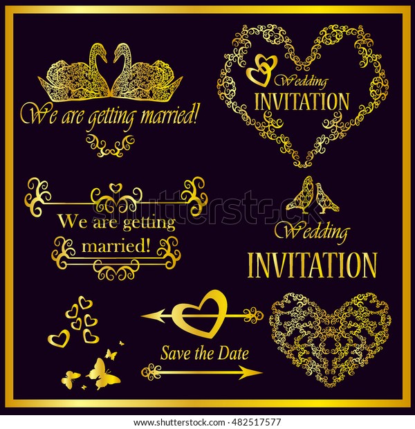 Wedding. Set of design elements for\
invitations for the wedding cards. Vector\
illustration