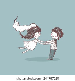 wedding set, groom spinning bride