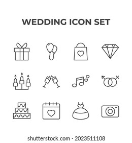 wedding set icon, isolated wedding set sign icon, vector illustration