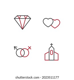 wedding set icon, isolated wedding set sign icon, vector illustration
