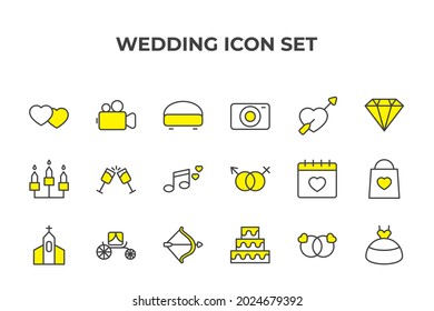 wedding set icon, isolated wedding set sign icon, vector illustration