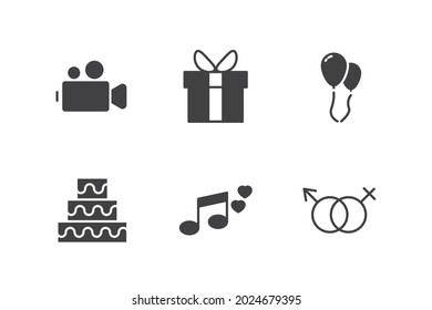 wedding set icon, isolated wedding set sign icon, vector illustration
