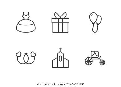 wedding set icon, isolated wedding set sign icon, vector illustration