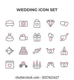 wedding set icon, isolated wedding set sign icon, vector illustration