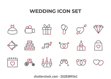 wedding set icon, isolated wedding set sign icon, vector illustration