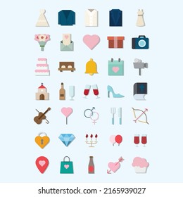 wedding set icon vector for website symbol icon presentation