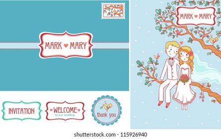 Wedding Set. Set of wedding invitation cards.