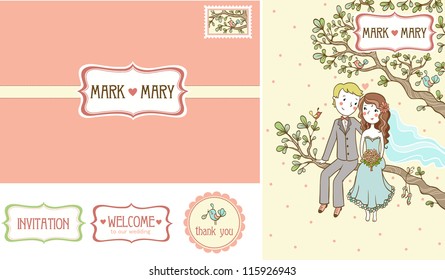 Wedding Set. Set of wedding invitation cards.