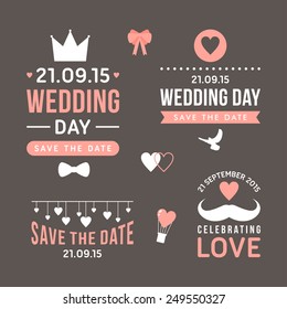 Wedding set of label, badges, stamp and design elements