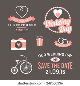 Wedding set of label, badges, stamp and design elements