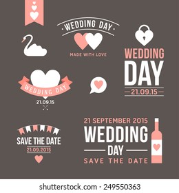 Wedding set of label, badges, stamp and design elements