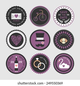 Wedding set of label, badges, stamp and design elements