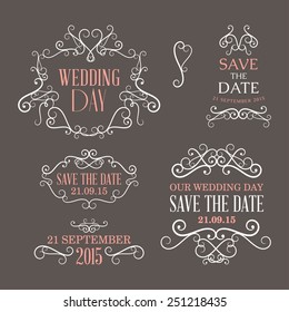 Wedding set of label, badges, stamp and design elements