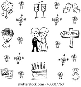 Wedding set party doodle