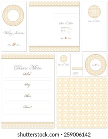  wedding set with pattern in white and gold colors
